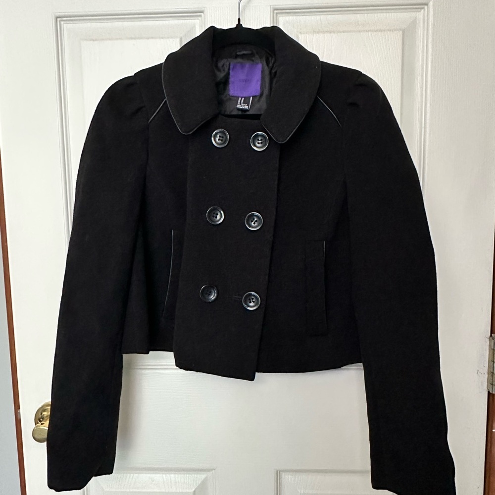 Forever 21 Black Double-Breasted Pea Coat